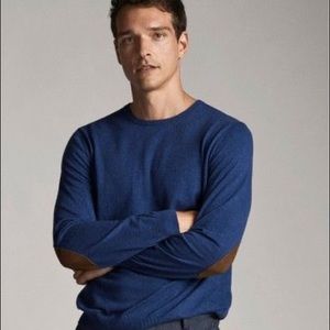 Massimo Dutti Gray Silk Cashmere Sweater with Elbow Patches